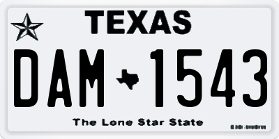 TX license plate DAM1543