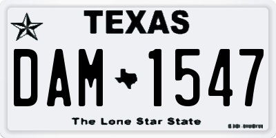 TX license plate DAM1547