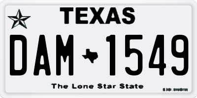 TX license plate DAM1549
