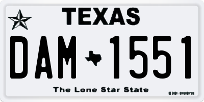 TX license plate DAM1551