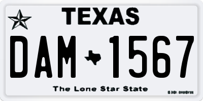 TX license plate DAM1567