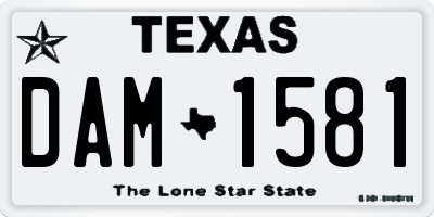 TX license plate DAM1581
