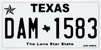 TX license plate DAM1583