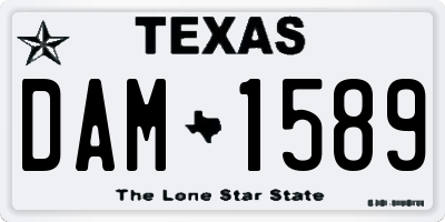 TX license plate DAM1589