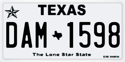 TX license plate DAM1598