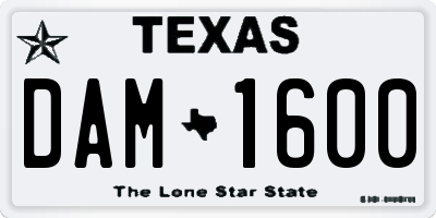 TX license plate DAM1600