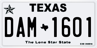 TX license plate DAM1601