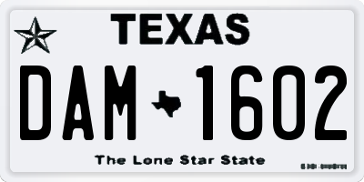 TX license plate DAM1602