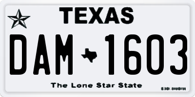 TX license plate DAM1603