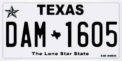 TX license plate DAM1605