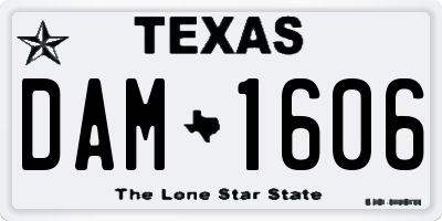 TX license plate DAM1606