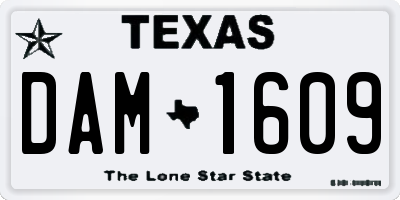 TX license plate DAM1609