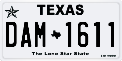 TX license plate DAM1611