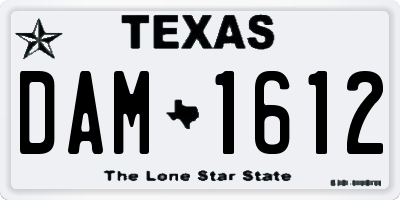 TX license plate DAM1612