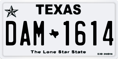 TX license plate DAM1614
