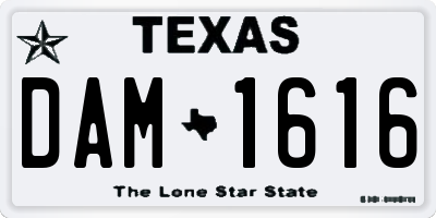 TX license plate DAM1616