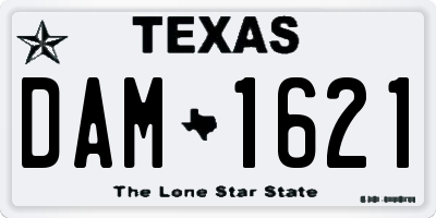 TX license plate DAM1621