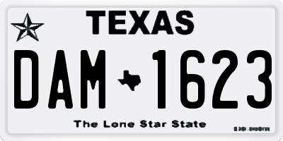 TX license plate DAM1623