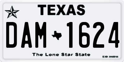 TX license plate DAM1624