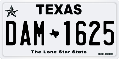 TX license plate DAM1625