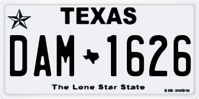 TX license plate DAM1626