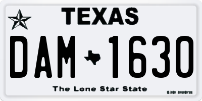 TX license plate DAM1630