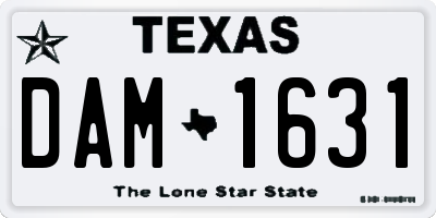 TX license plate DAM1631