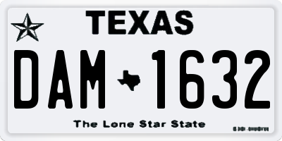 TX license plate DAM1632