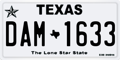 TX license plate DAM1633