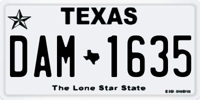 TX license plate DAM1635