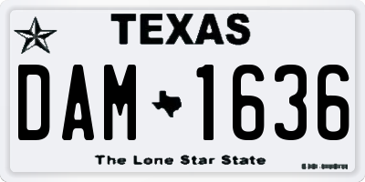TX license plate DAM1636