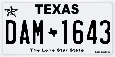 TX license plate DAM1643