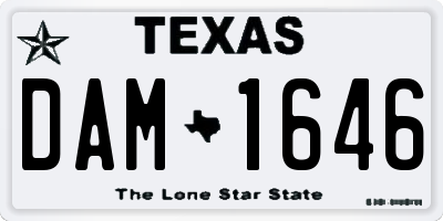 TX license plate DAM1646