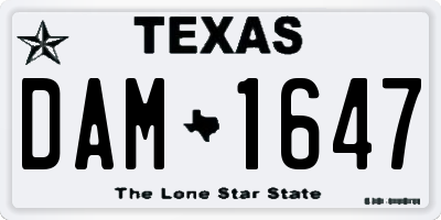TX license plate DAM1647