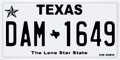 TX license plate DAM1649