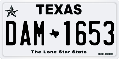 TX license plate DAM1653
