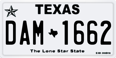 TX license plate DAM1662