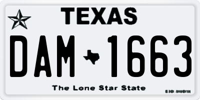 TX license plate DAM1663