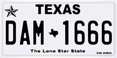 TX license plate DAM1666