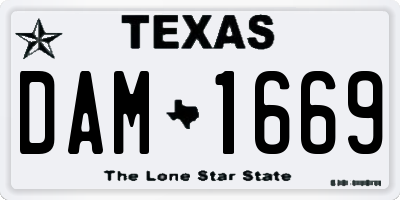 TX license plate DAM1669