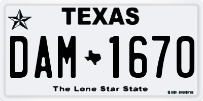 TX license plate DAM1670