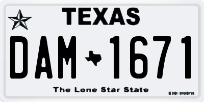 TX license plate DAM1671