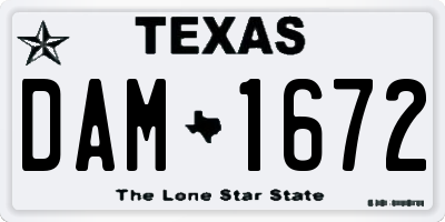 TX license plate DAM1672