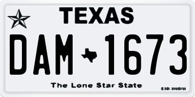 TX license plate DAM1673