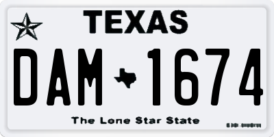 TX license plate DAM1674