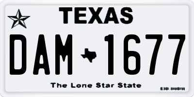 TX license plate DAM1677