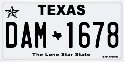 TX license plate DAM1678