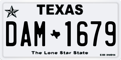 TX license plate DAM1679
