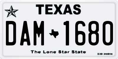 TX license plate DAM1680