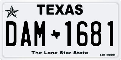 TX license plate DAM1681